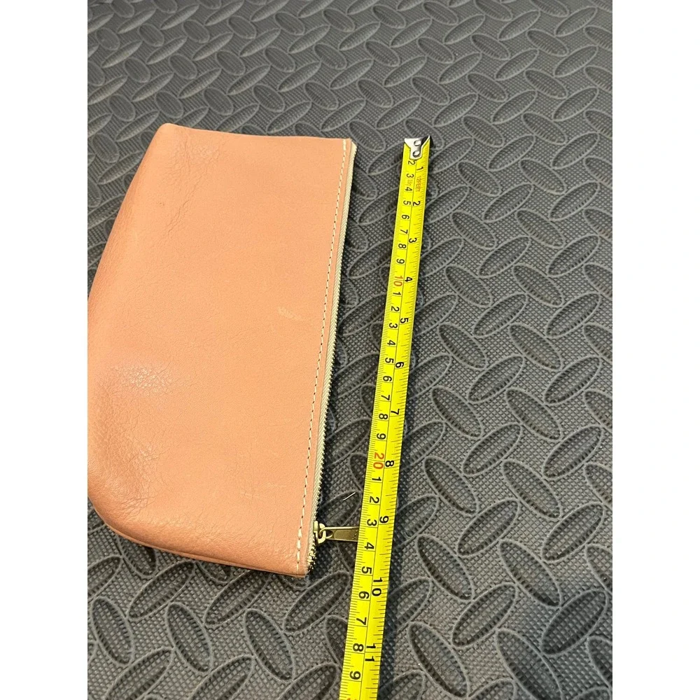 Portland Leather Goods Makeup Pouch Unisex Pink Full Grain Leather Zipper Case